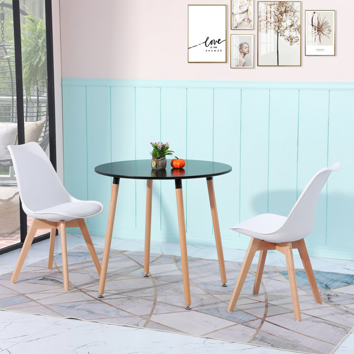 Norden Home 4 Legs Round Dining Table Set (3PCS), White Wayfair.co.uk
